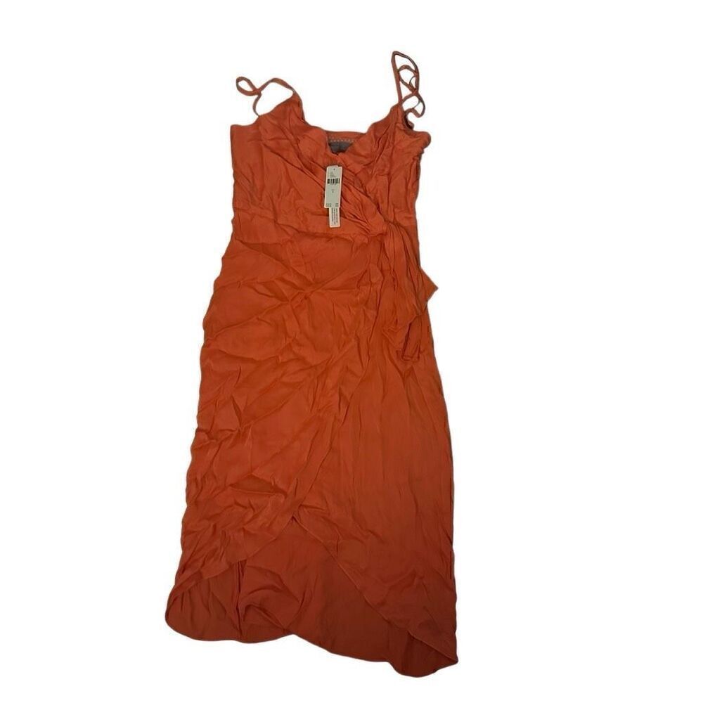 NWT Anthropologie Orange front slit dress 6